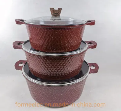 Set di pentole in marmo da 6 pezzi, set di casseruole da 32 cm, 36 cm, 40 cm, pentola in alluminio